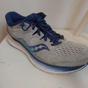 Saucony ISO 2 Series Mens 10.5 US, Everun Ride 2 Gray with with blue and orange